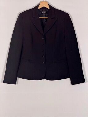 Kasper Women’s Size 6 Black Textured Career Blazer 5 Button Lined Office Jacket
